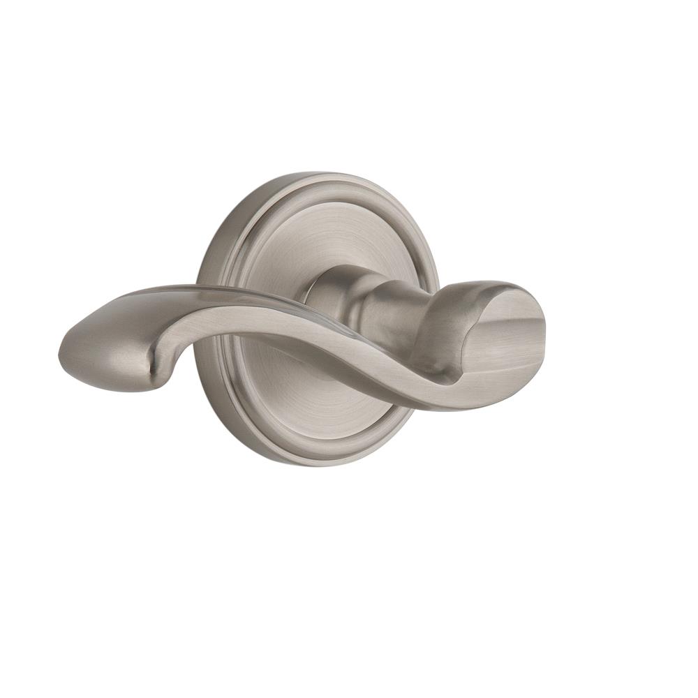 Grandeur by Nostalgic Warehouse GEOPRT Privacy Right Handed Knob - Georgetown Rosette with Portofino Lever in Satin Nickel